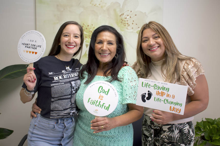 Heartbeat of Miami founder and president Martha Avila with supporters of the pregnancy help organization at the Homestead, Fla., open house