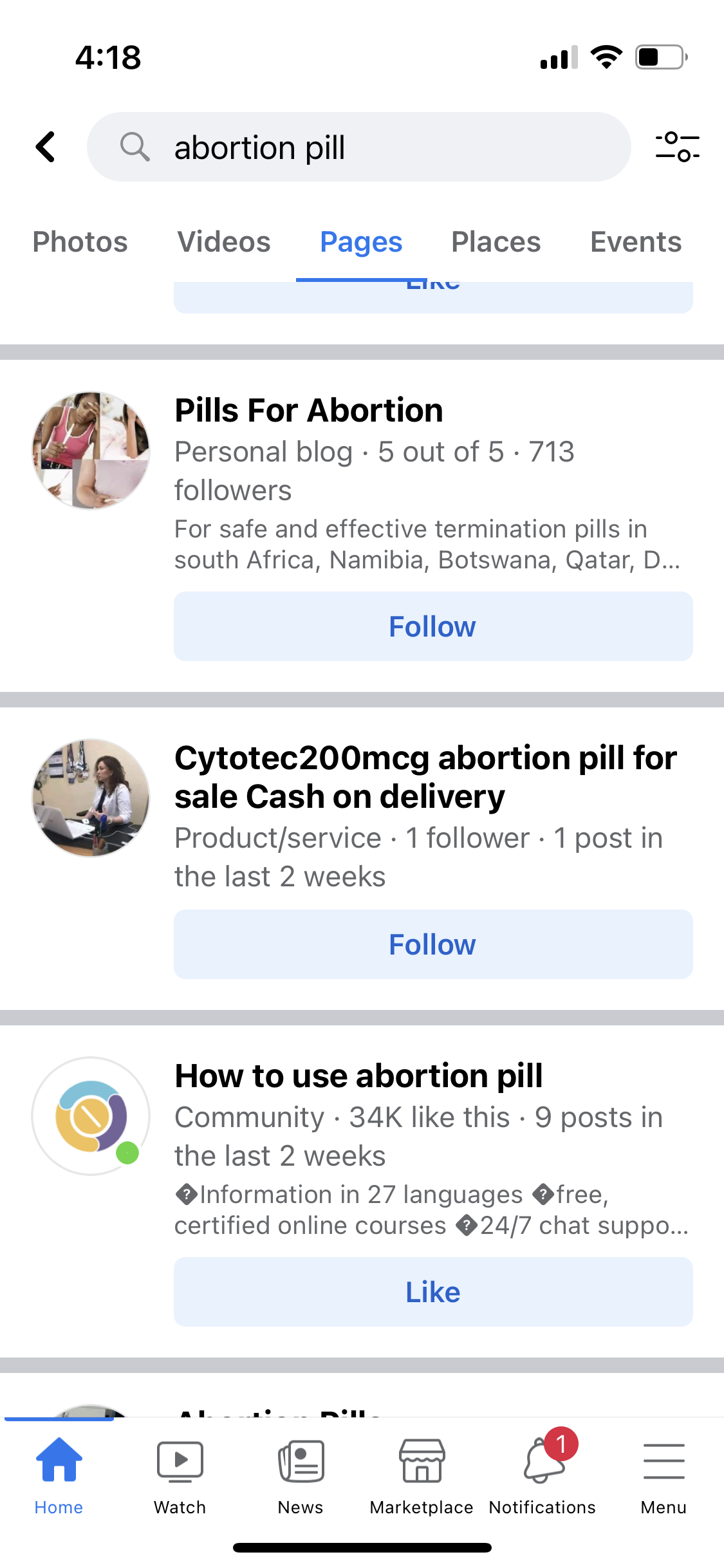 Facebook shuts down abortion pill reversal info page, restores days later