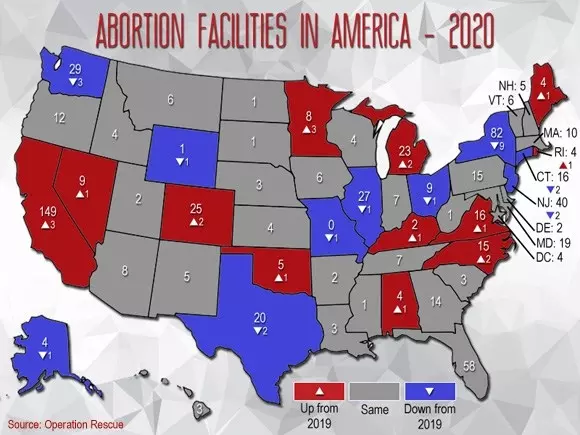 The status of American abortion facilities in 2020: The first abortion-free state