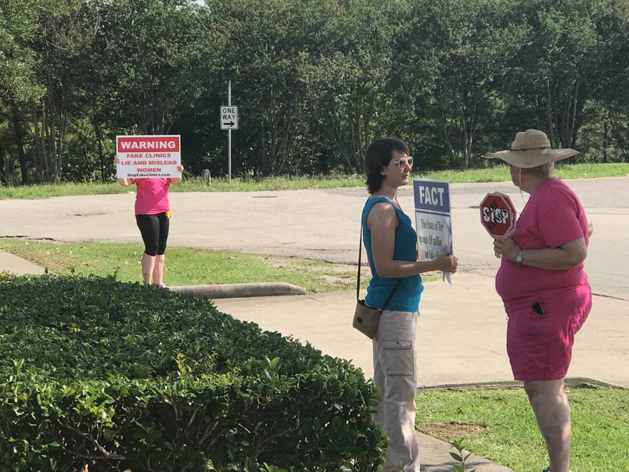 Protesters outside Houston's Fifth Ward Pregnancy Center.