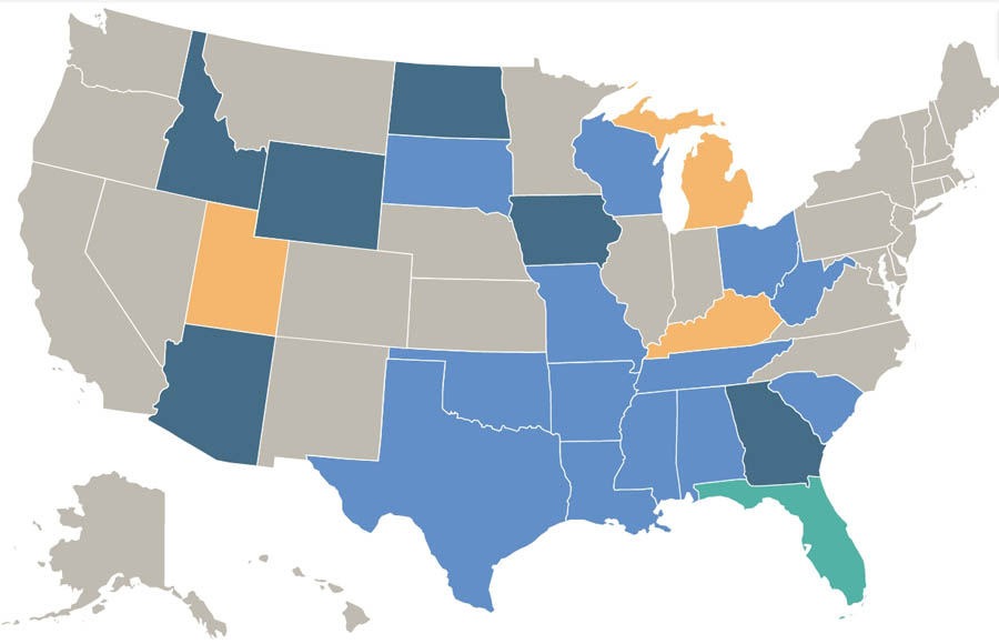 Susan B. Anthony Pro-life America's Pro-Life Laws Tracker map