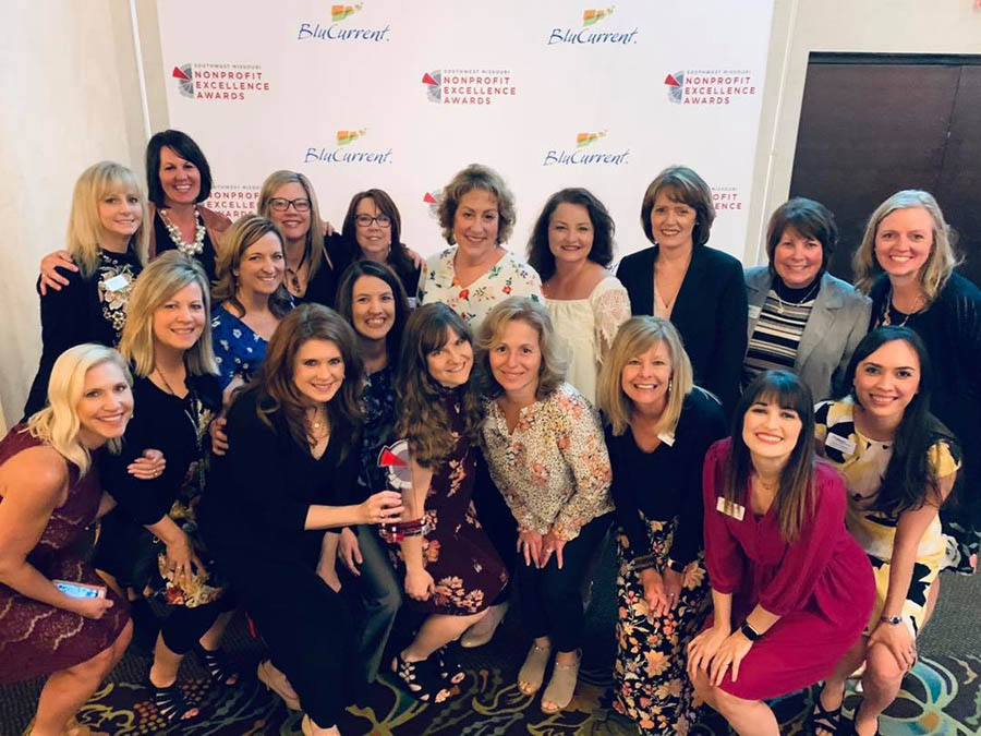 The Pregnancy Care Center team poses, having won the Southwest Missouri Nonprofit Excellence Award