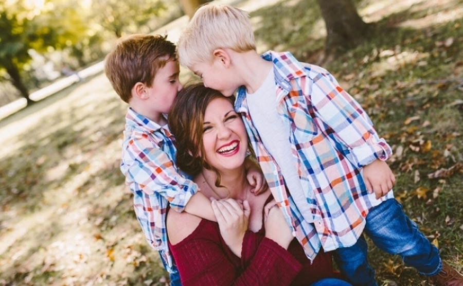 Lauren and her 3-year-old sons, Christian and Caden. 