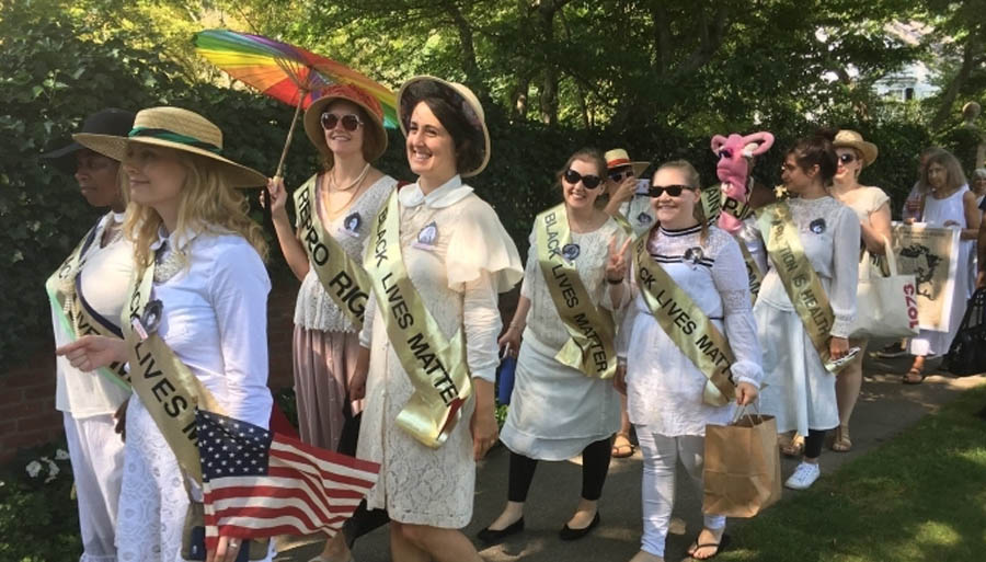 Lady Parts Justice League co-opting the suffragettes - who were all pro-life women - to protest a Long Island pregnancy center on August 24.