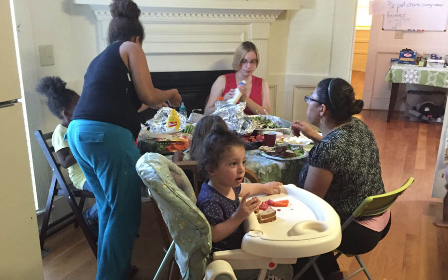 Lunch is served at Mary's Shelter in Fredericksburg, Va.