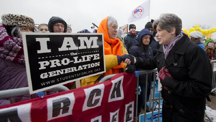 Sen. Joni Ernst greets participants in the 2017 March for Life.