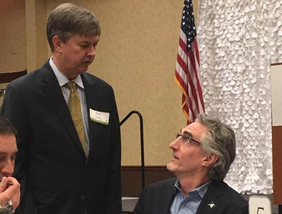 Kirk Walden with North Dakota Gov. Doug Burgum at a recent pregnancy center banquet in Bismark