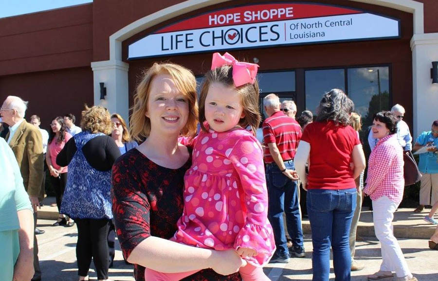 Kathleen Richard and her daughter in front of the new location for Life Choices of North Central Louisiana.