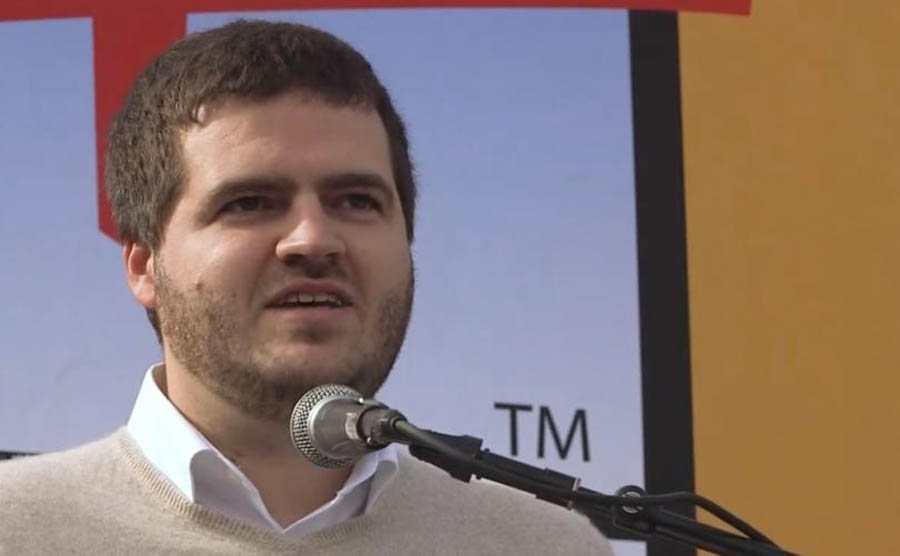 Nathan, who was conceived in rape, addresses the West Coast Walk for Life in San Francisco, Jan. 25, 2020