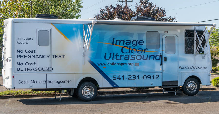 "Naomi," the Options Pregnancy Resource Centers mobile clinic vehicle