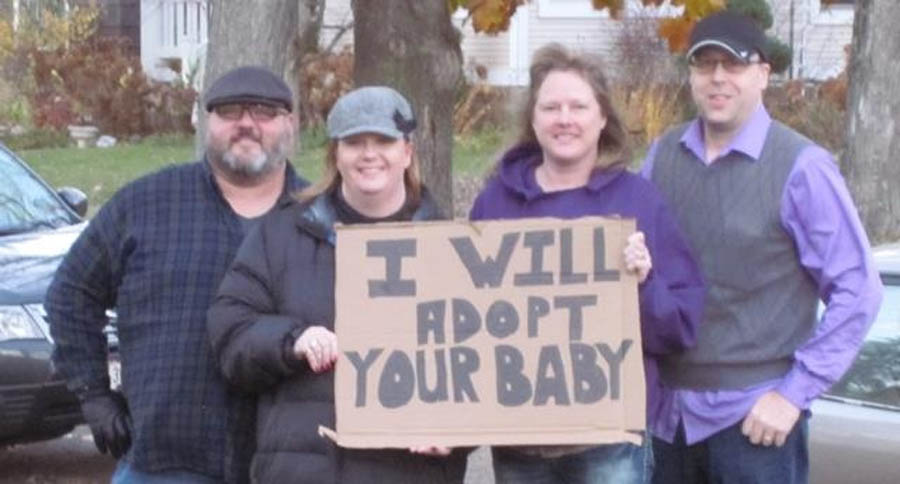 Shown are Patrick and Tiffany Zastrow (Hudson) and Linda and Eric Amundsen (River Falls). That sign is what Patrick said started The Life Movement which helps facilitate adoptions, provides material needs to pregnant women, offers housing to women who need it, and extends friendship and spiritual support. The non-profit helps women in the St. Croix Valley and the Twin Cities.