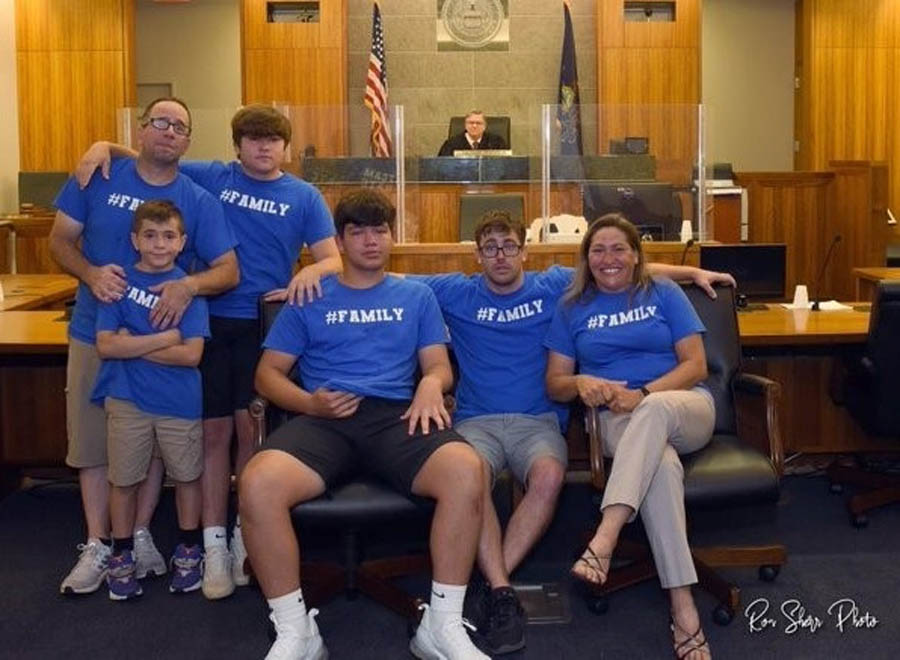 Rita Marlow and Seth Lentchner's family at their adoption of Nate Ross