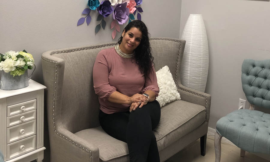 Ivette Rodriguez in the waiting room at Beyond Pregnancy Care Center in Kissimmee, Fla.