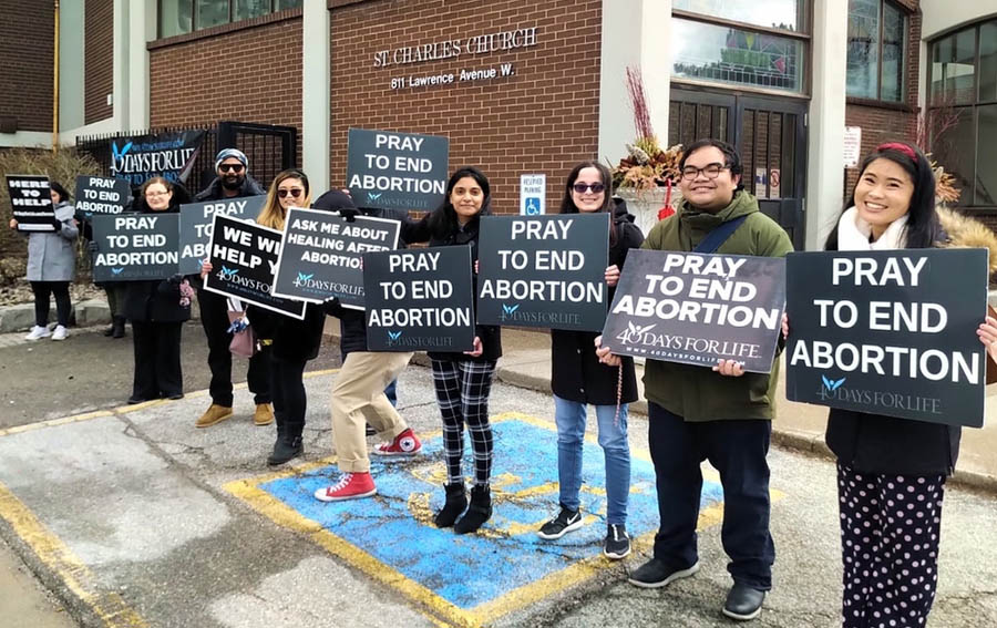 Pro-life advocates at Toronto's 2022 40 Days for Life campaign