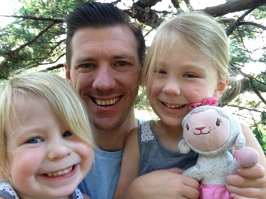 Jay Hobbs with his two eldest daughters.