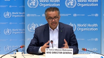 WHO Director-General Dr. Tedros Adhanom Ghebreyesus addresses the WHO COVID-19 press conference June 19, 2020