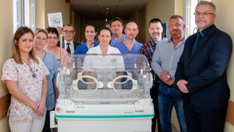 Human Life International Hungary with a new incubator provided for nurses to use with their life-affirming work