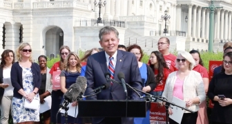 Montana Sen. Steve Daines speaks at a 07.21.21 Protecting Life on College Campuses press conference at the U.S. Capitol