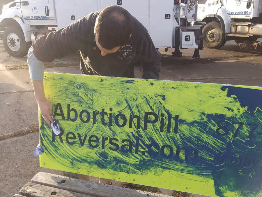 Pro-life ads vandalized in South Bend, Indiana